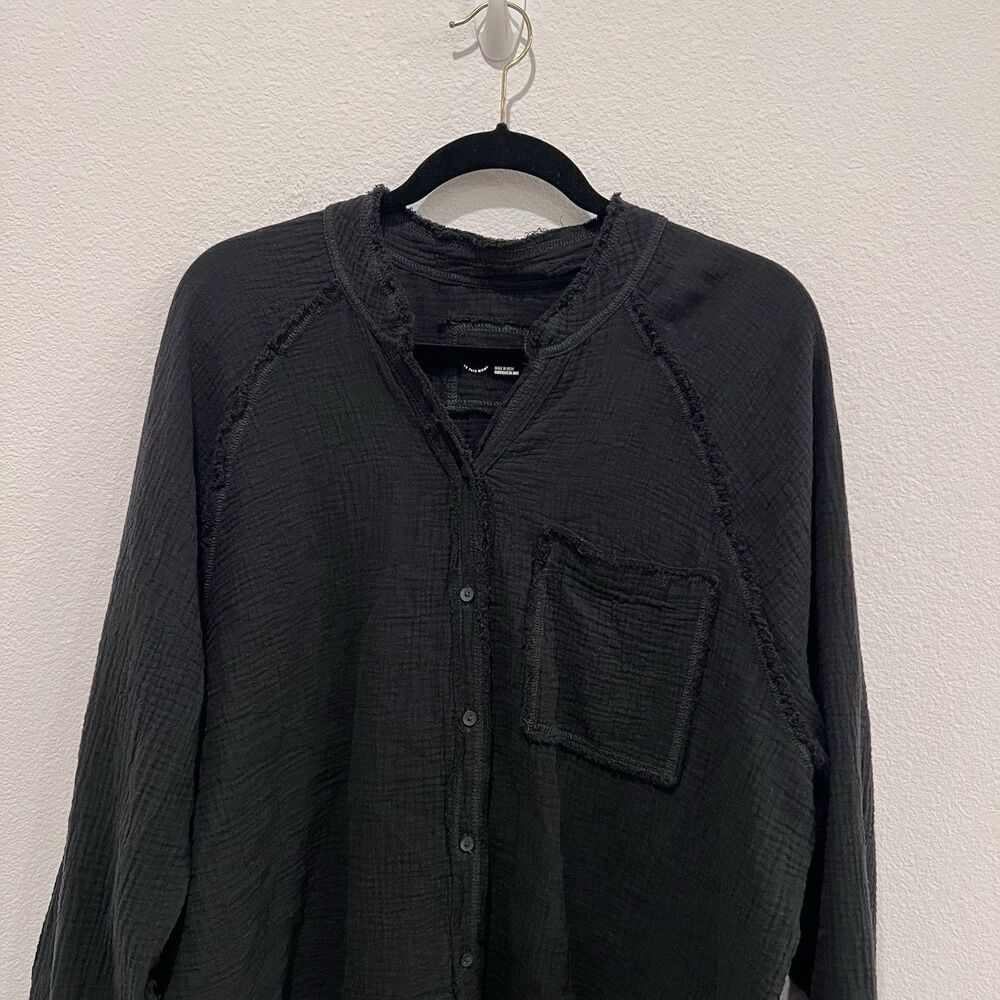 Aerie AE Oversized Pool To Party cover Up Gauzy Black shirt blouse top Large - Picture 5 of 10